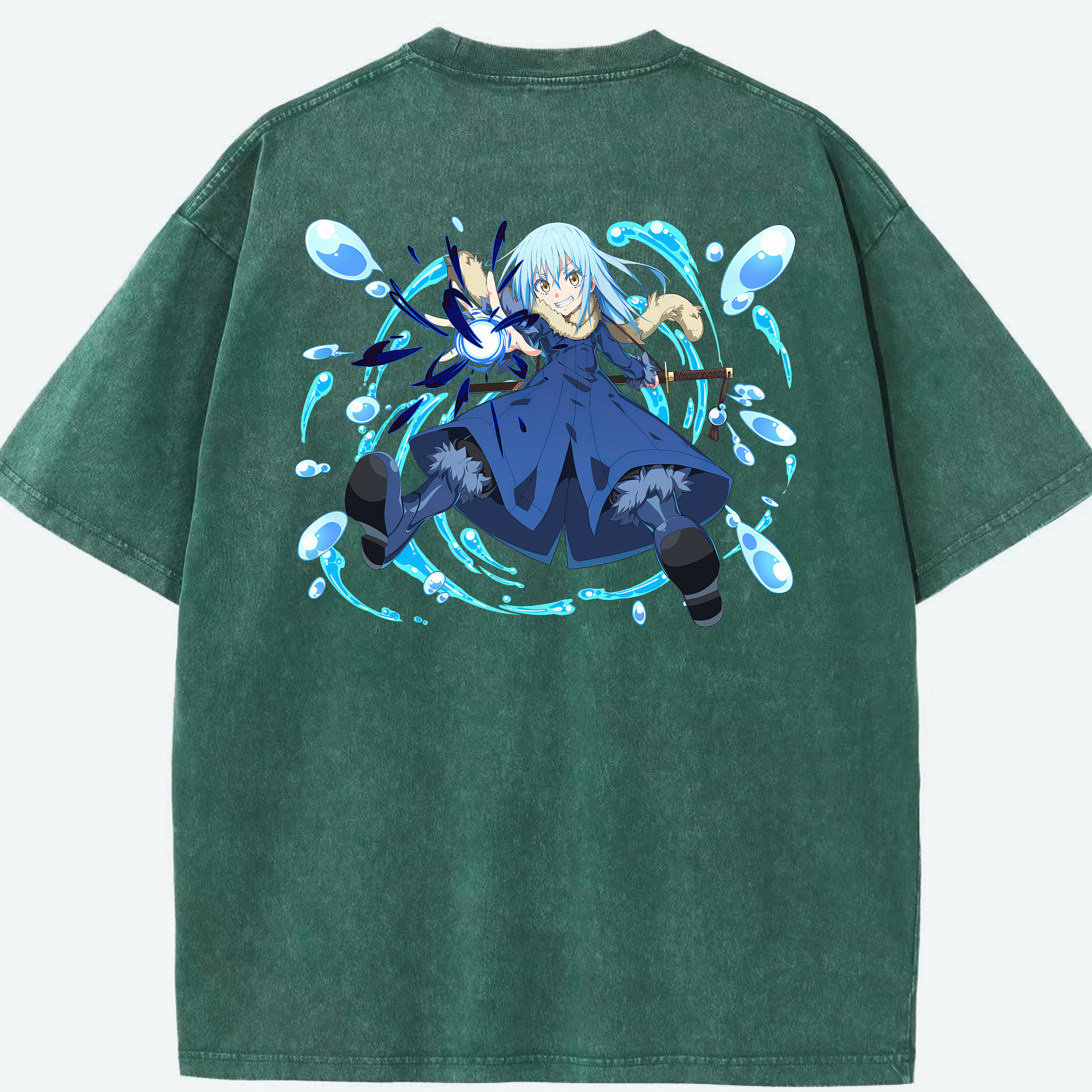 （画像用） 転スラ Regarding Reincarnated to Slime 綿100% ヴィンテージ風 半袖Tシャツ（背面プリント）